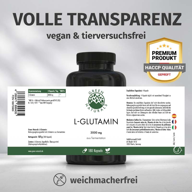 GREEN NATURALS L-GLUTAMIN 180 St Kapseln