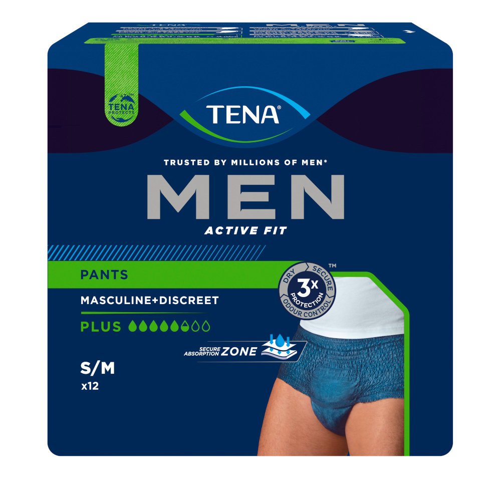 TENA MEN ACTIVE FIT PANTS PLUS S/M 4X12 St