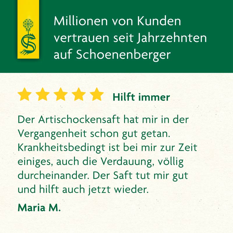 Schoenenberger Naturreiner Heilpflanzensaft Artischocke 200 ml Saft