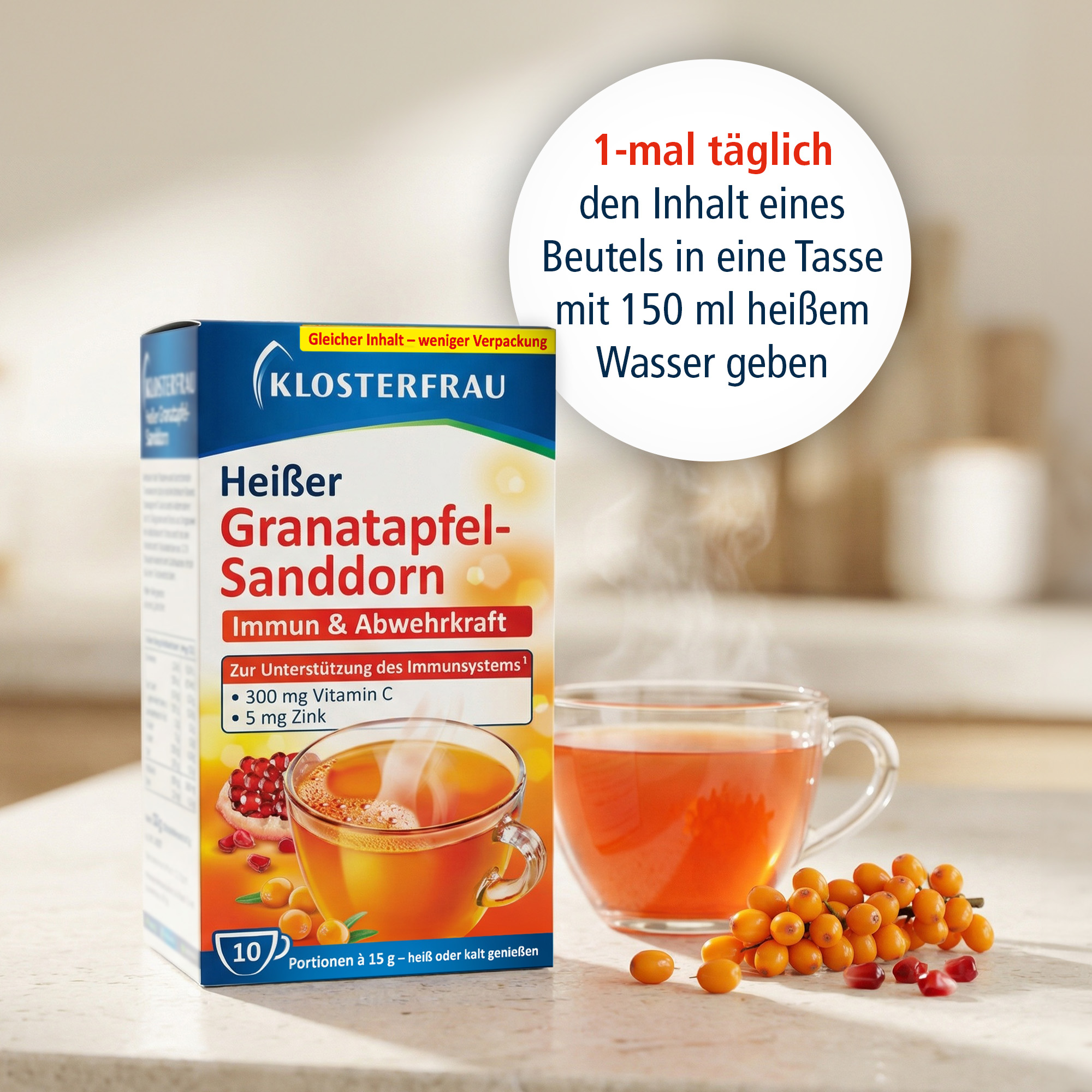 KLOSTERFRAU Broncholind Heißer Granatapfel-Sanddorn 10X15 g Granulat