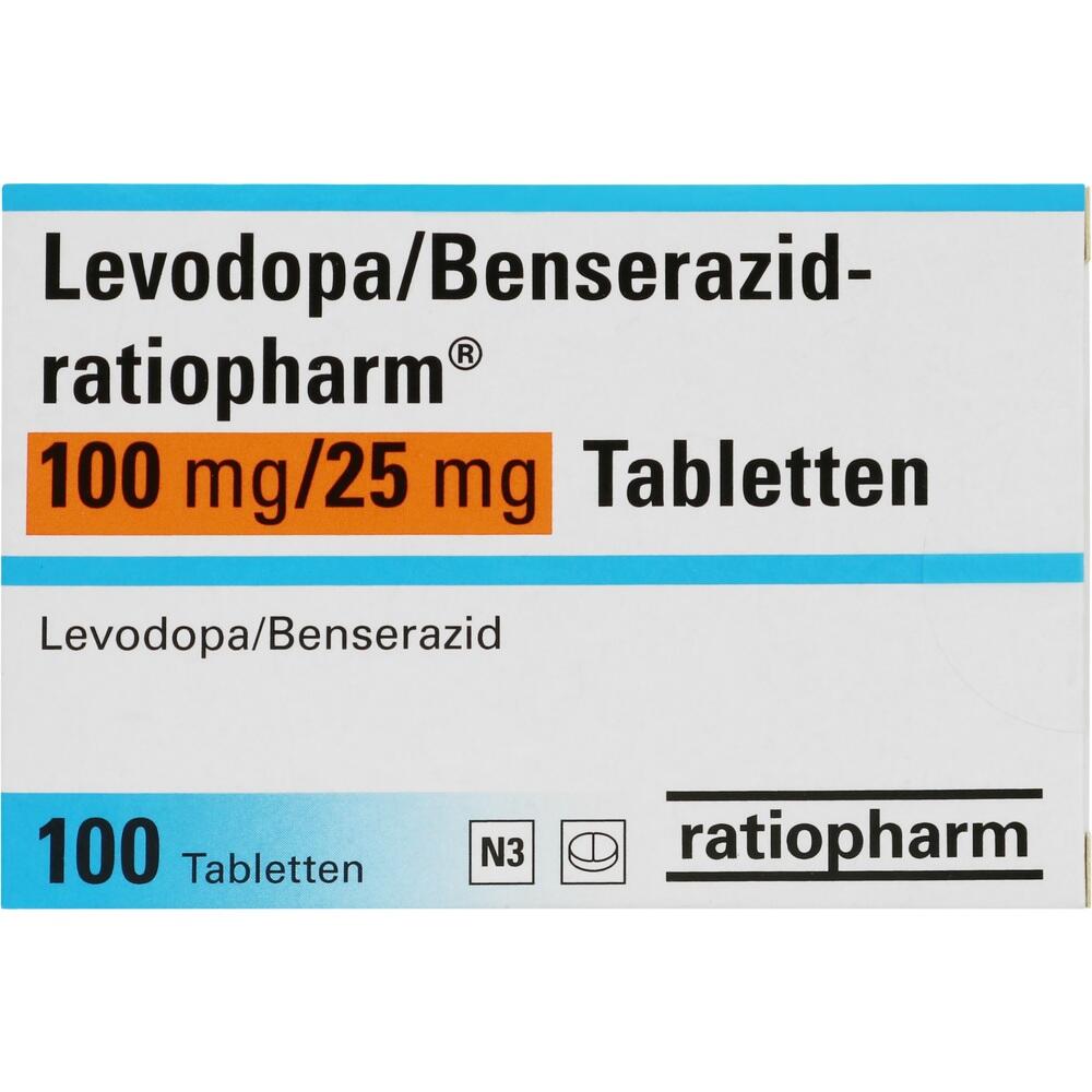 Levodopa/Benserazid-ratiopharm 100mg/25mg 100 St Tabletten
