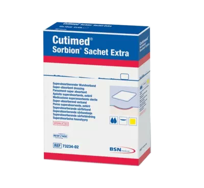 SORBION Cutimed Sachet Extra Wundaufl.5x5 cm 5 St Pflaster