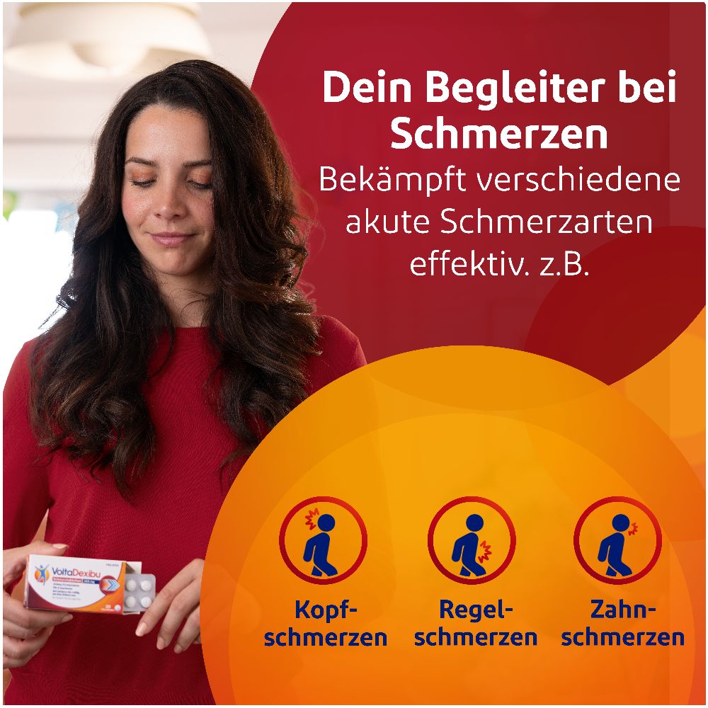 VoltaDexibu Schmerztabletten, Dexibuprofen 200 mg, Schnelle & Effektive Schmerzlinderung bei Kopfschmerzen, Zahnschmerzen, Regelschmerzen 20 St Filmtabletten