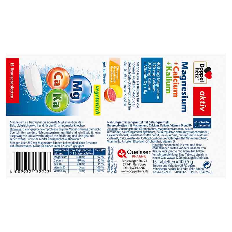 Doppelherz aktiv Magnesium + Calcium + Kalium 15 St Brausetabletten