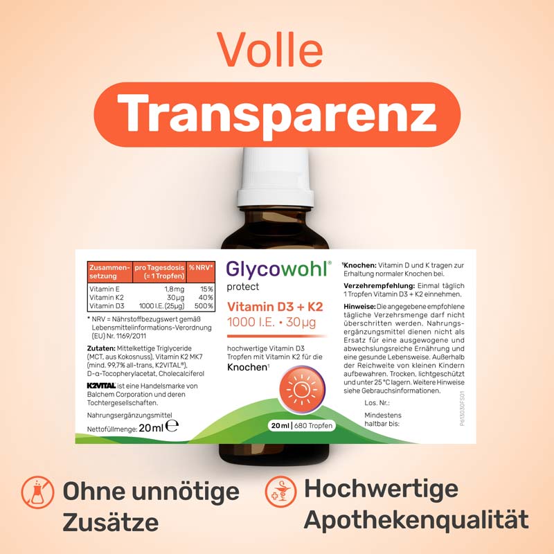 Glycowohl protect Vitamin D3 + K2 20 ml Tropfen