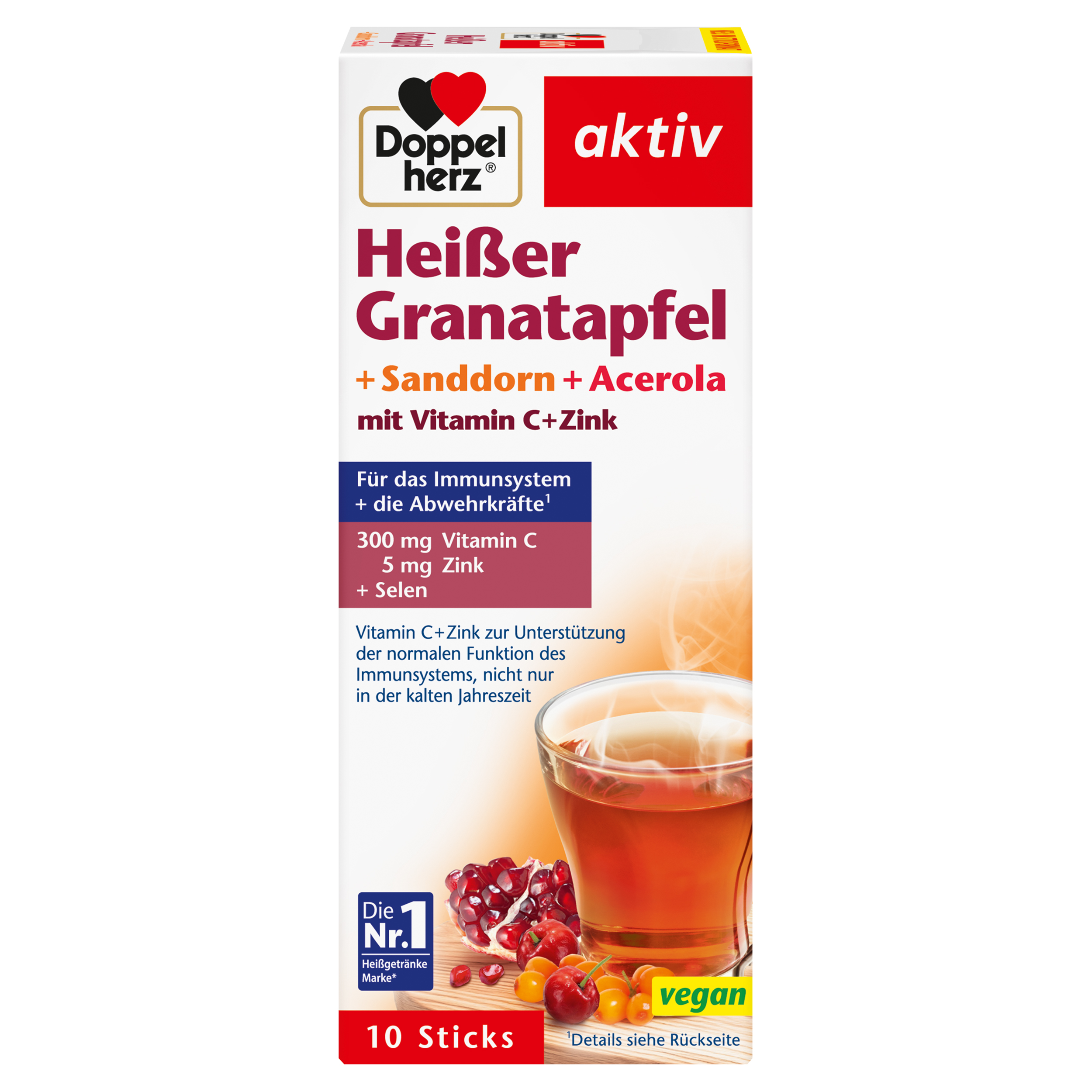 Doppelherz aktiv Heißer Granatapfel + Sanddorn + Acerola  10 St Granulat