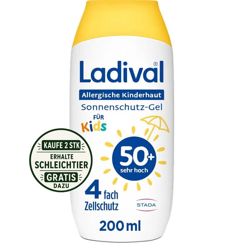 Ladival Allergische Kinderhaut Sonnenschutz-Gel LSF 50+: Sonnencreme für allergische Kinder- und Babyhaut mit Neigung zu Sonnenallergie ab 6 Monaten, pflegend, wasserfest, 200ml