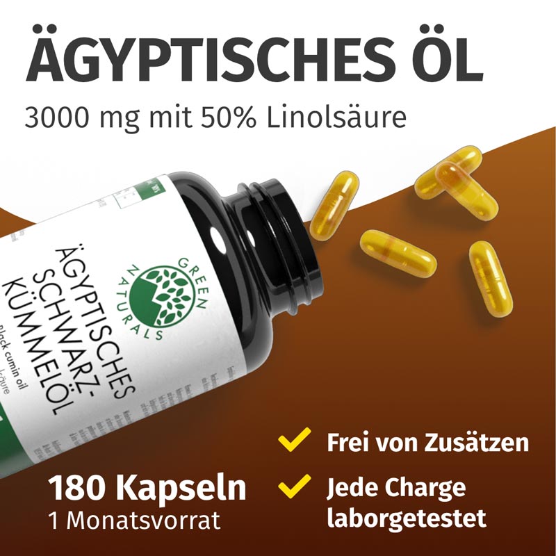 GREEN NATURALS ÄGYPTISCHES SCHWARZKÜMMELÖL 180 St Kapseln
