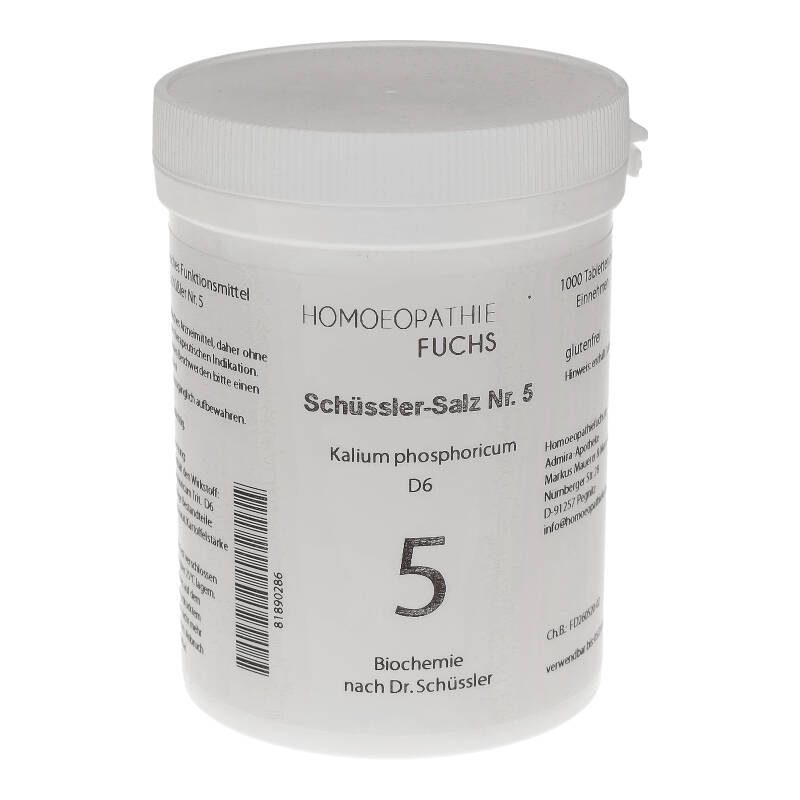 HOMOEOPATHIEFUCHS Schüssler-Salz Nummer 5 Kalium phosphoricum D6 Biochemie 1000 St Tabletten
