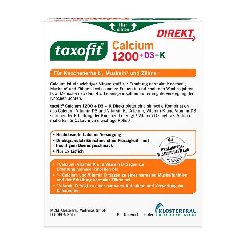 taxofit DIREKT Calcium 1200 + D3 + K 20 St Granulat