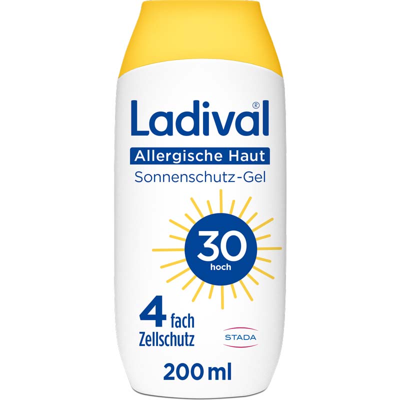 Ladival Allergische Haut Sonnenschutz-Gel LSF 30: Sonnencreme für den Körper bei Sonnenallergie und Mallorca-Akne, wasserfest, mit 4-fach Zellschutz, 200ml