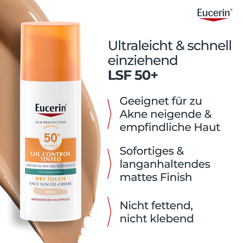 Eucerin SUN OIL CONTROL TINTED DRY TOUCH FACE SUN GEL-CREME HELL LSF 50+  50 ml Creme
