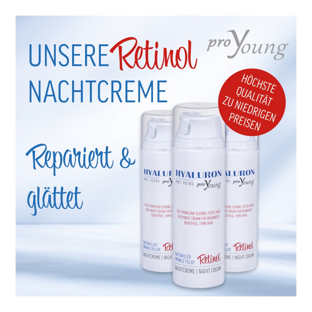 proYoung HYALURON ANTI AGING FALTENFILLER Retinol Nachtcreme 140 ml Nachtcreme