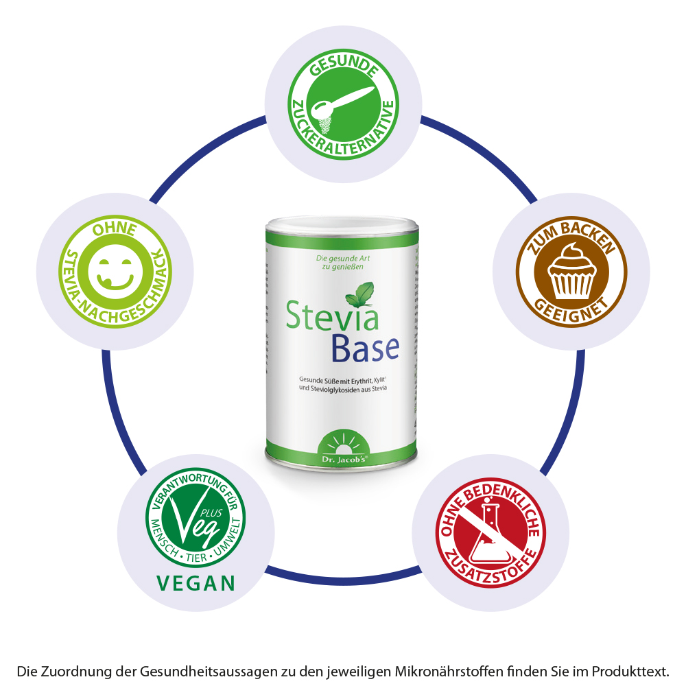 Dr. Jacob's SteviaBase Zuckerersatz Erythrit Xylit Stevia