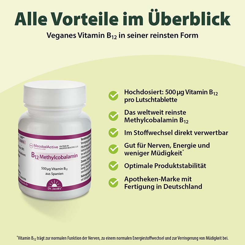 Dr. Jacob's Vitamin B12 Methylcobalamin hochdosiert vegan