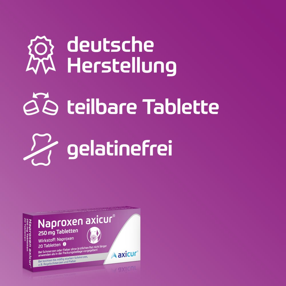 Naproxen axicur 250 mg Tabletten bei Regelschmerzen 30 St Tabletten