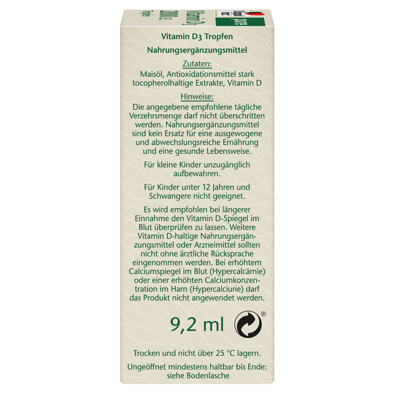 Dopppelherz pure Vitamin D3 2000 I.E. 9.2 ml Tropfen