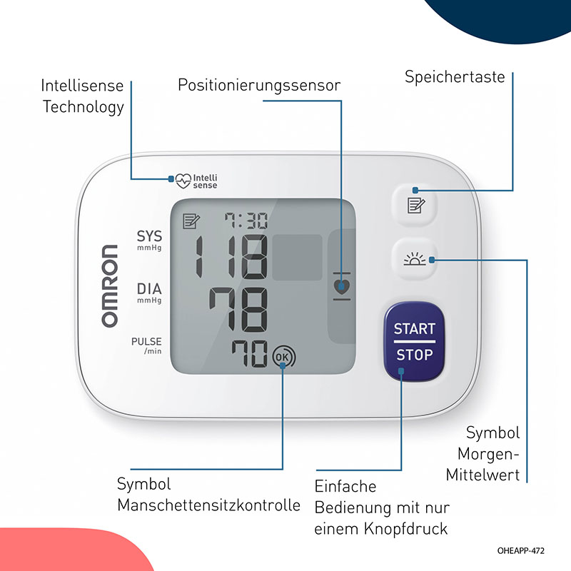 OMRON RS4 Automatisches Handgelenk-Blutdruckmessgerät 1 St
