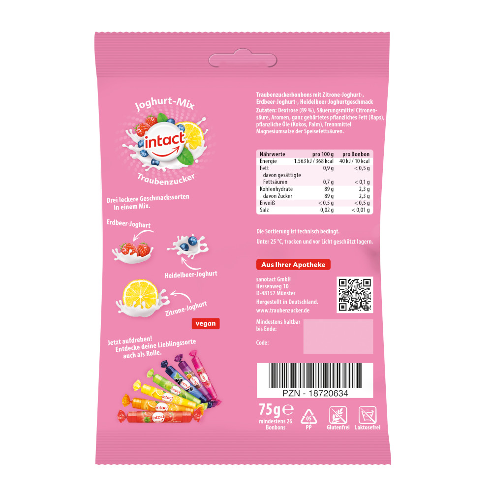 intact Joghurt-Mix Traubenzucker 75 g Bonbons