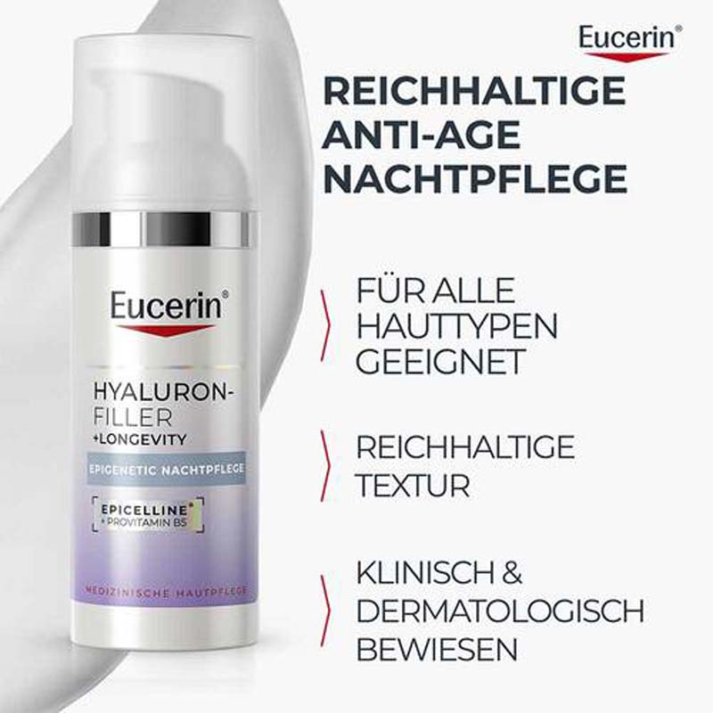 Eucerin HYALURON-FILLER + LONGEVITY EPIGENETIC NACHT +20% sparen* 50 ml Nachtcreme