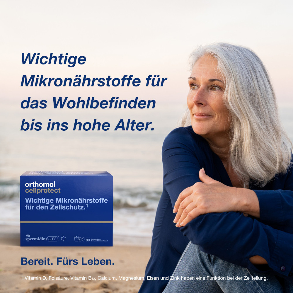 orthomol cellprotect - Nahrungsergänzungsmittel - Mikronährstoffe mit Spermidin - Granulat/Tablette/Kapseln