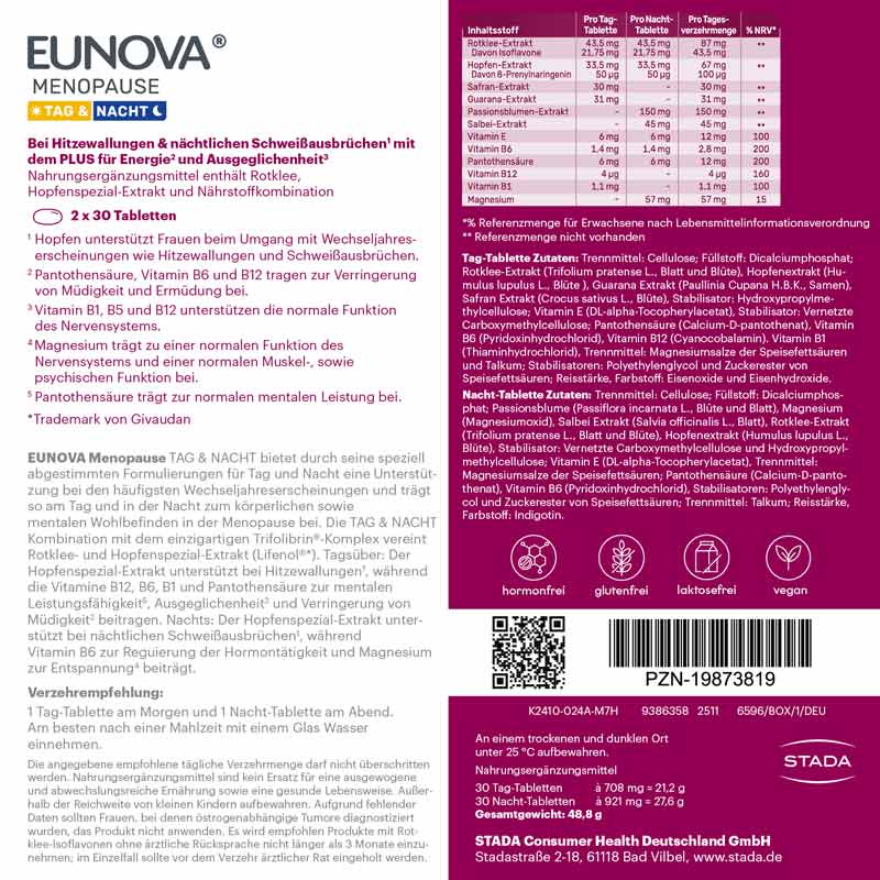 EUNOVA MENOPAUSE TAG & NACHT 60 St Tabletten