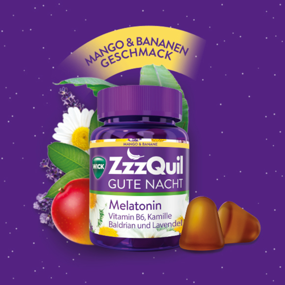 WICK ZzzQuil GUTE NACHT Melatonin Mango- & Bananengeschmack 60 St