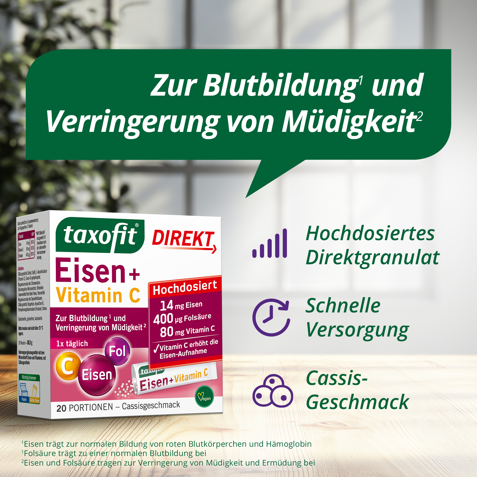 taxofit DIREKT Eisen + Vitamin C 20 St Granulat