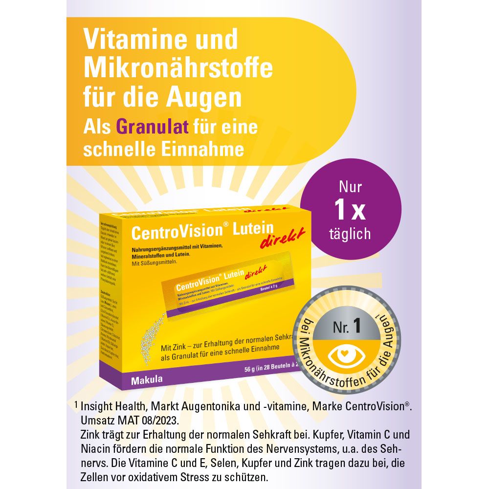 CentroVision Lutein direkt 28 St Granulat