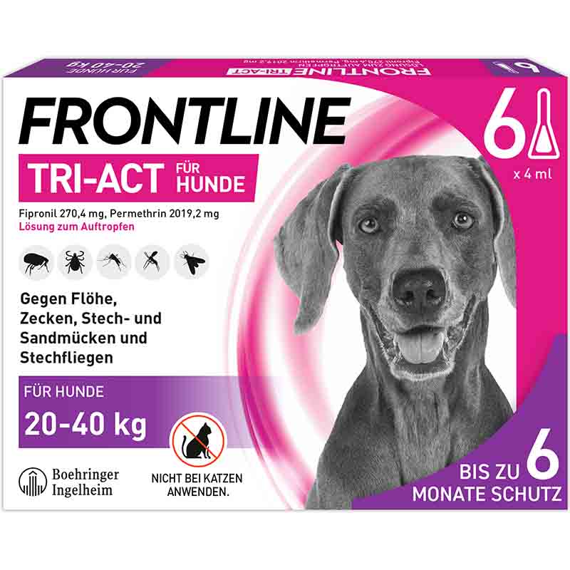 FRONTLINE TRI-ACT gegen Zecken, Flöhe und fliegende Insekten für Hunde L (20-40 kg) 6 St Lösung
