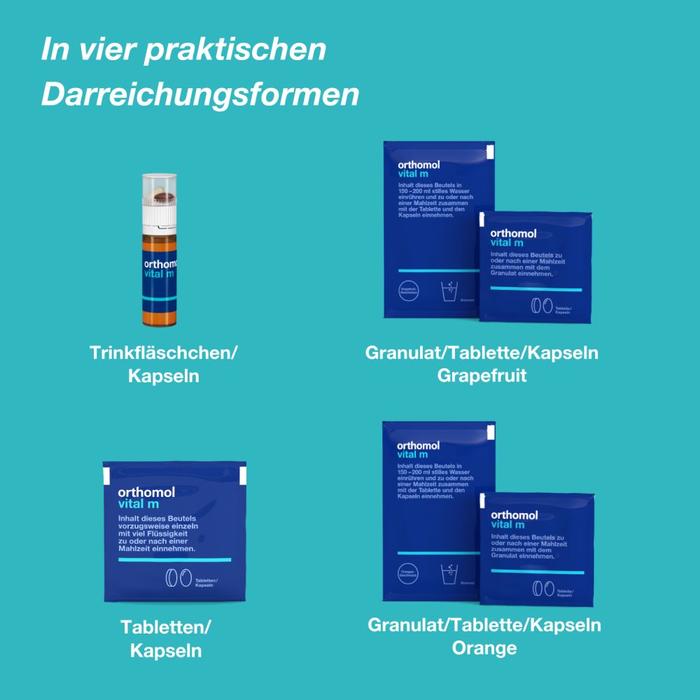 orthomol vital m - Mikronährstoffe für Männer - mit B-Vitaminen, Omega-3 und Magnesium - Granulat