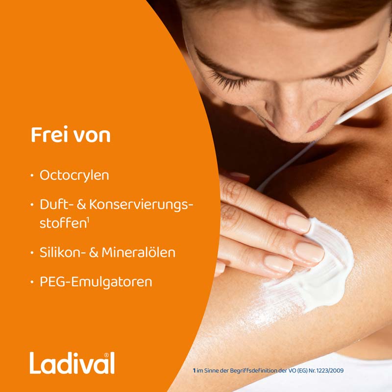 Ladvial Empfindliche & Normale Haut Sonnenschutz-Lotion LSF 50+: Sonnencreme für den Körper, spendet Feuchtigkeit, wasserfest, mit 4-fach Zellschutz, 200ml