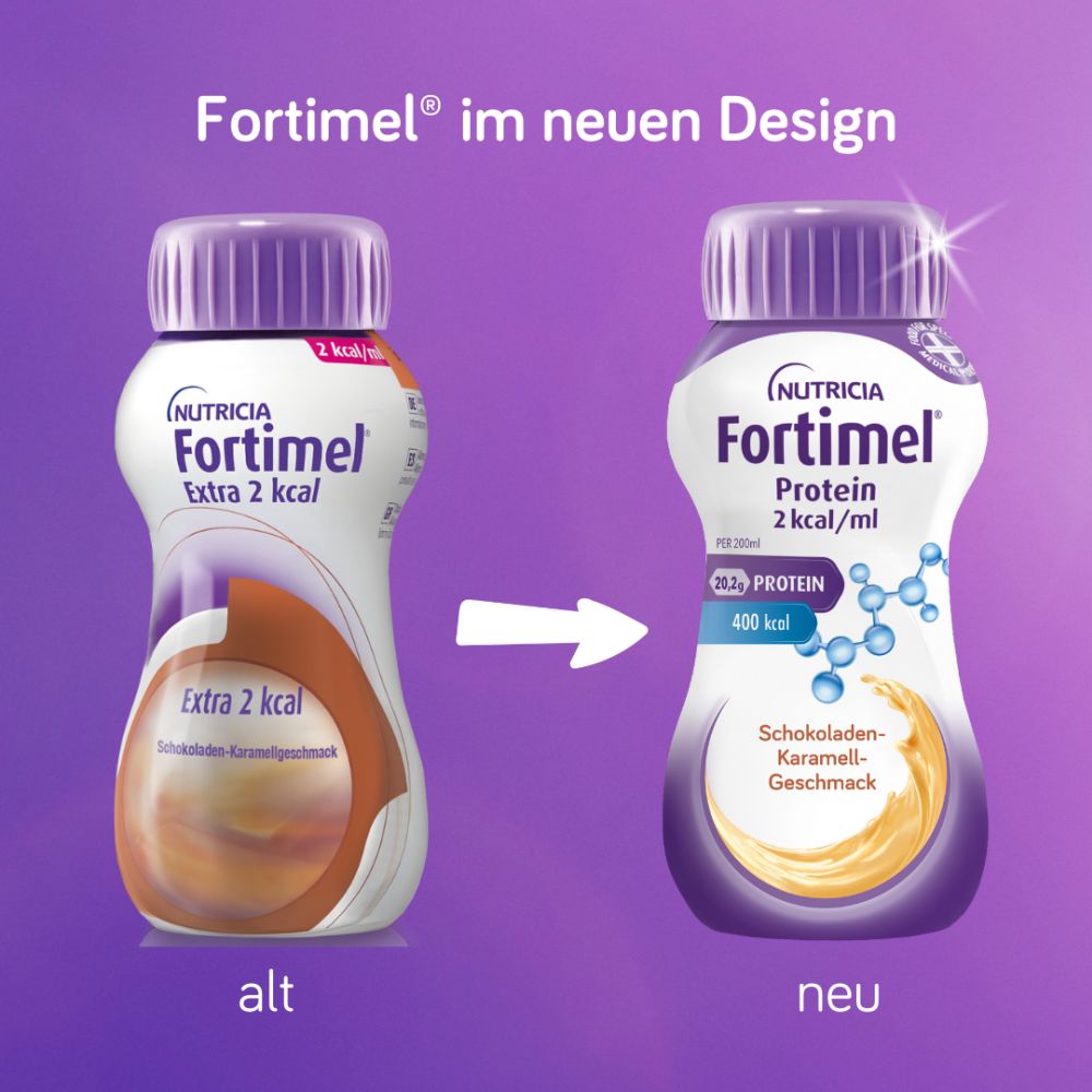 Fortimel Protein 2 kcal/ml Schokoladen-Karamell-Geschmack 32X200 ml Flüssigkeit
