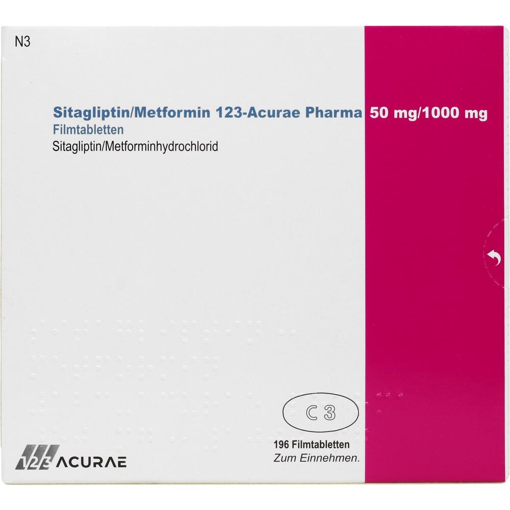 Sitagliptin/Metformin 123-Acurae 50 mg/1000 mg  196 St Filmtabletten