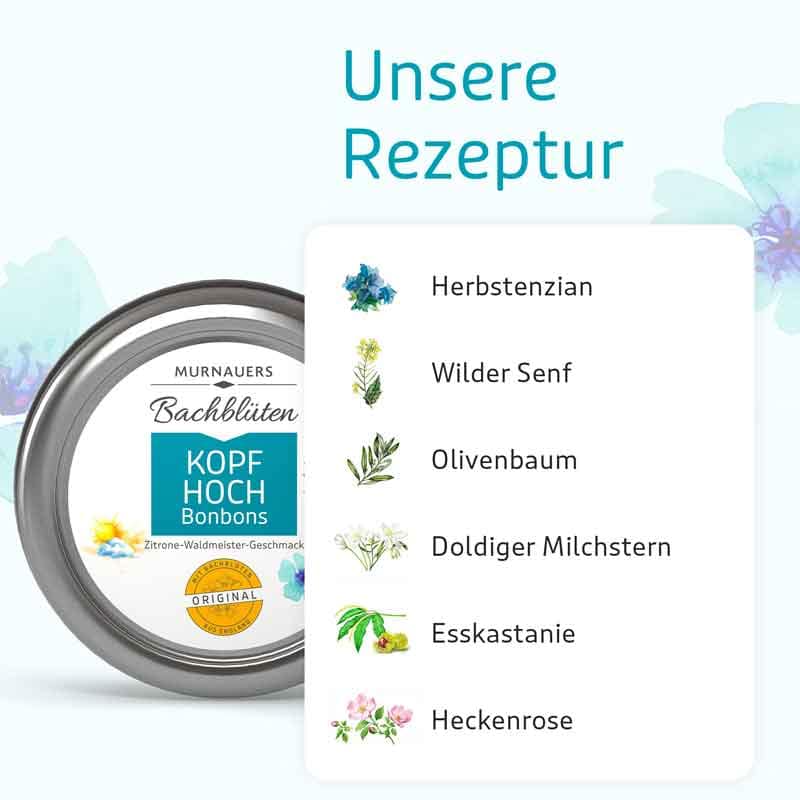 MURNAUERS Bachblüten KOPF HOCH Bonbons  50 g Bonbons
