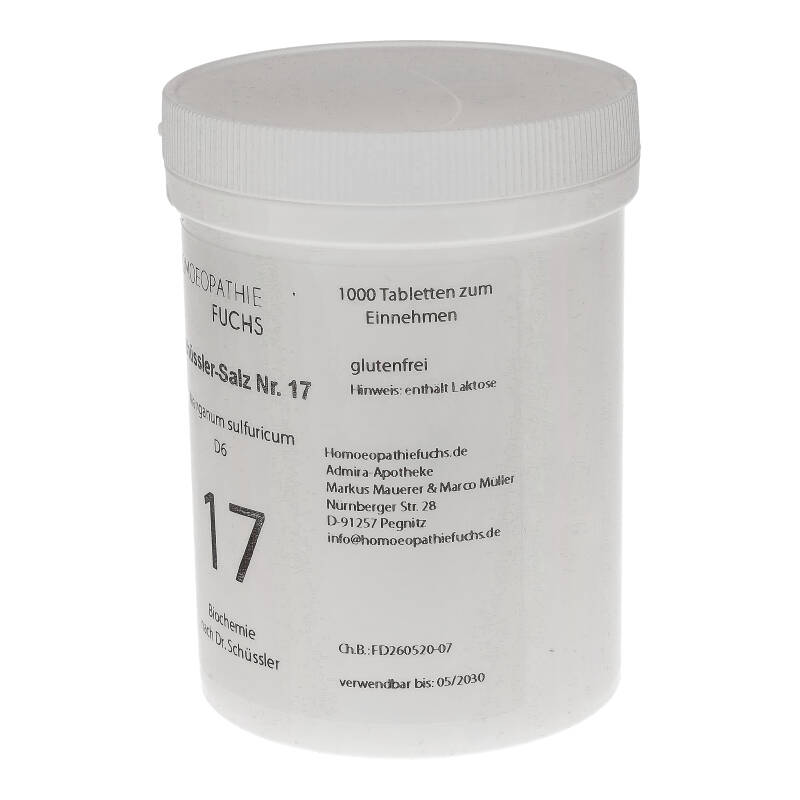 HOMOEOPATHIEFUCHS Schüssler-Salz Nummer 17 Maganum sulfuricum D6 Biochemie 1000 St Tabletten