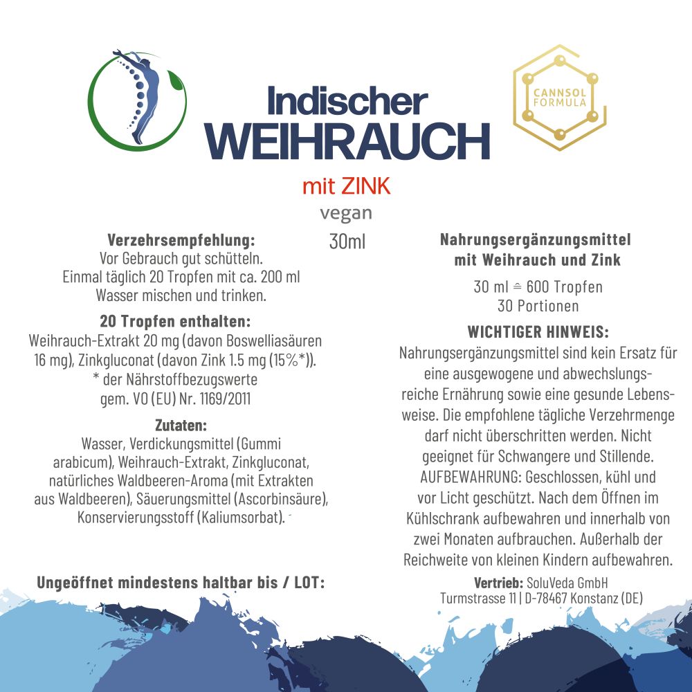 CANNSOL Indischer WEIHRAUCH mit ZINK 30 ml Tropfen zum Einnehmen