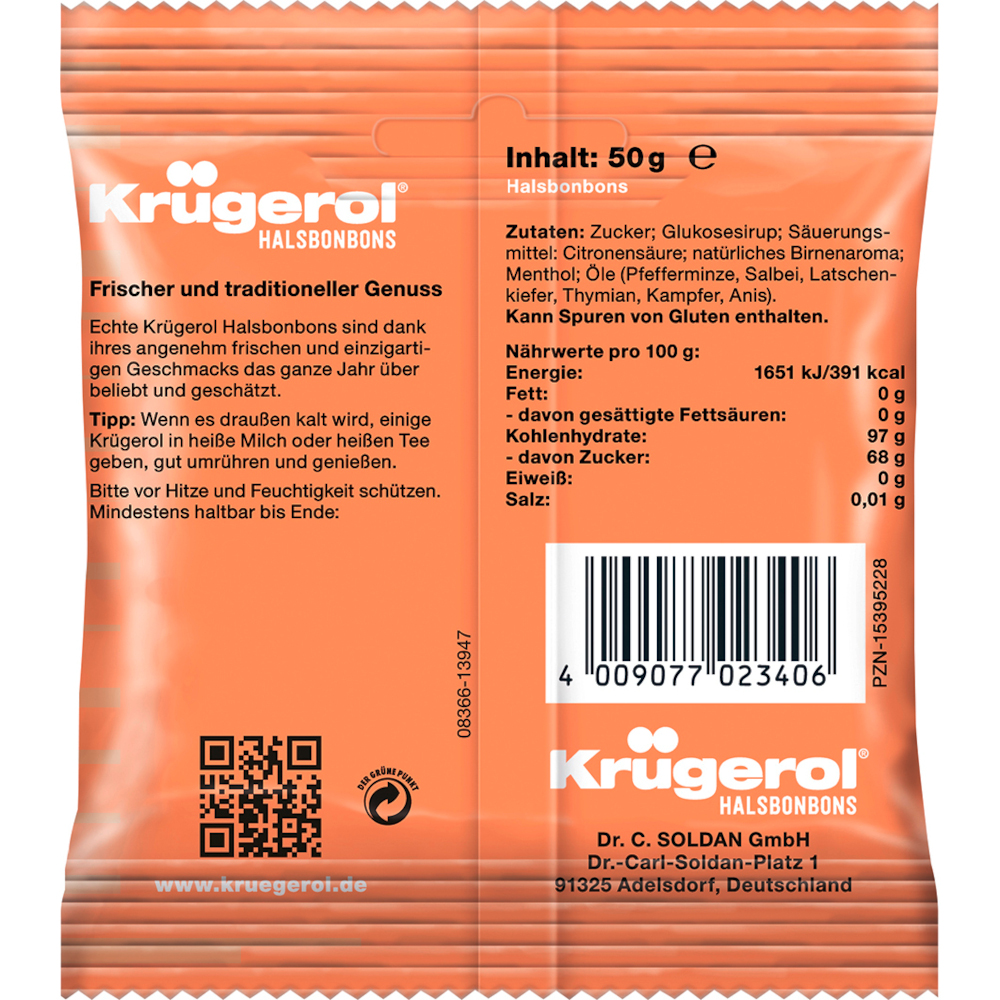 Krügerol Halsbonbons Zuckerhaltig 50 g Bonbons