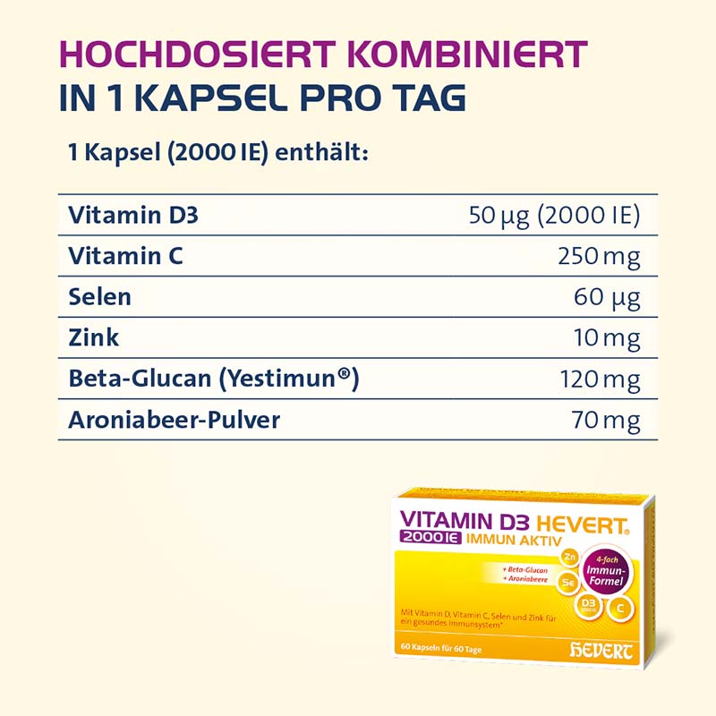 VITAMIN D3 HEVERT 2000IE IMMUN AKTIV  60 St Kapseln