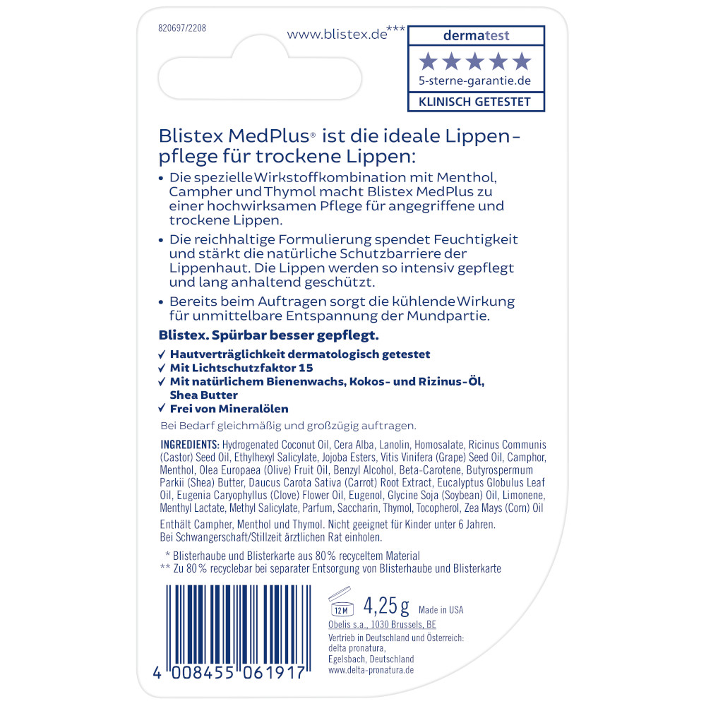 Blistex MedPlus Stick  4.25 g Stifte
