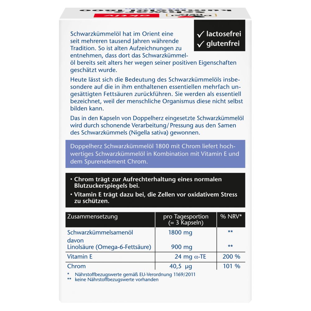 Doppelherz aktiv Schwarzkümmelöl 1800 mit Chrom  50 St Kapseln