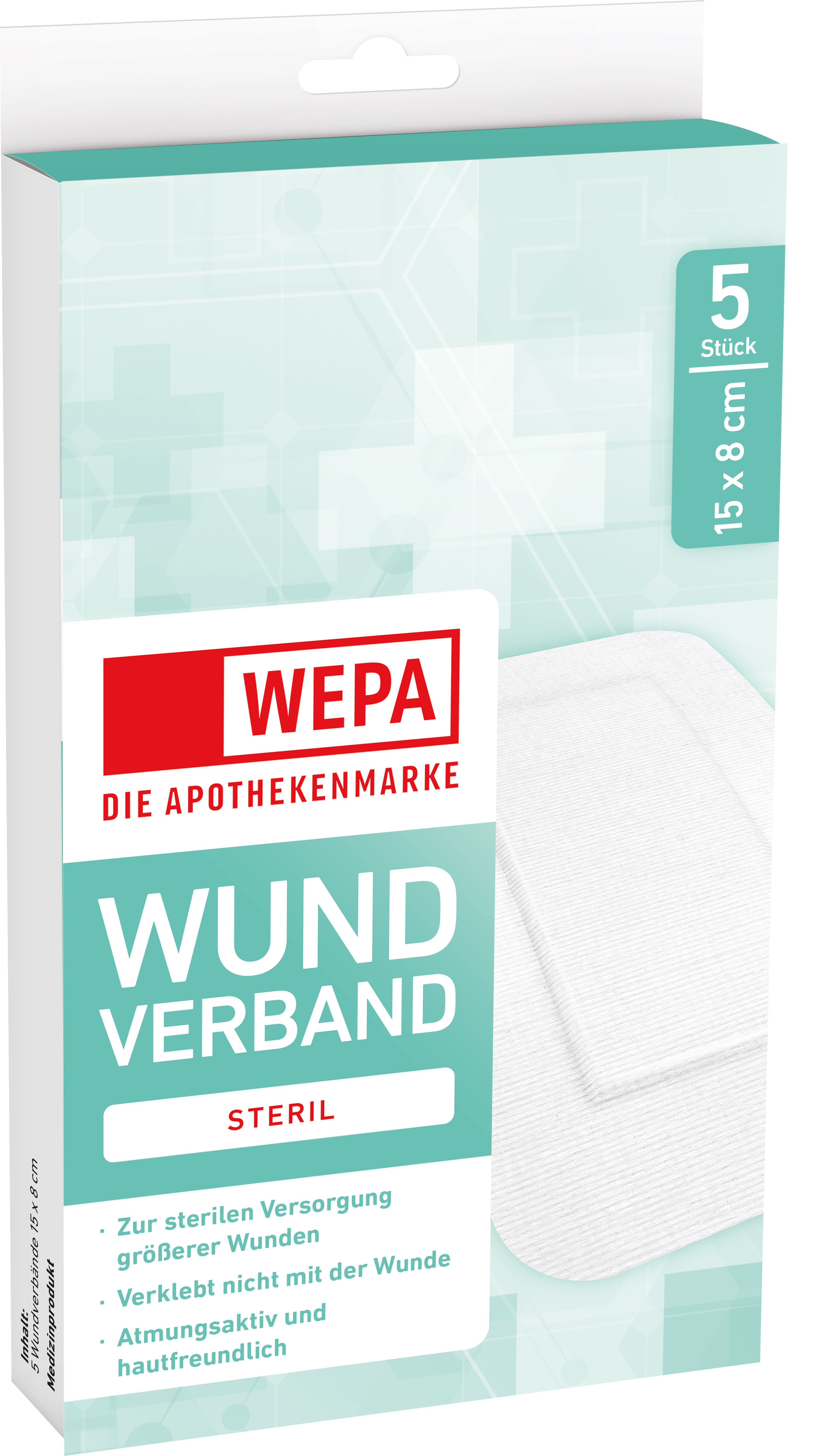 WEPA WUNDVERBAND STERIL 15x8 cm 5 St Pflaster