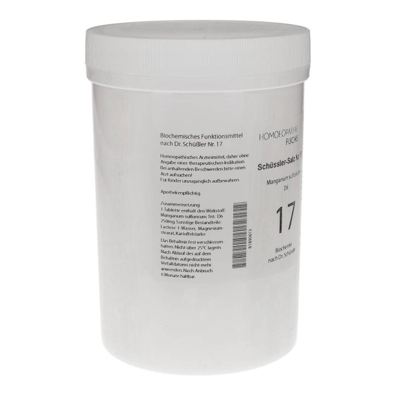 HOMOEOPATHIEFUCHS Schüssler-Salz Nummer 17 Manganum sulfuricum D6 Biochemie 4000 St Tabletten