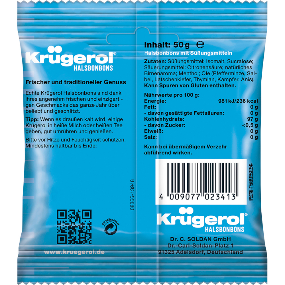 Krügerol Halsbonbons Zuckerfrei 50 g Bonbons