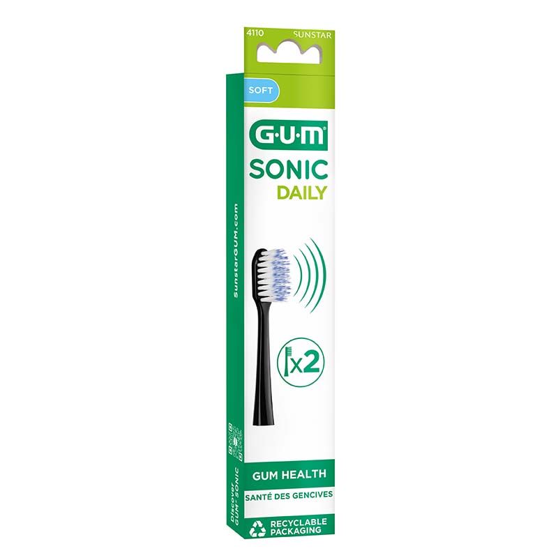 GUM SONIC DAILY Ersatzbürsten schwarz 2 Stück 2 St Zahnbürste