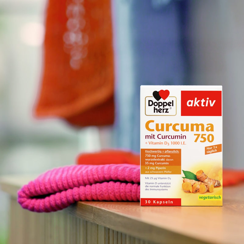 Doppelherz aktiv Curcuma 750 mit Curcumin + Vitamin D3 60 St Kapseln