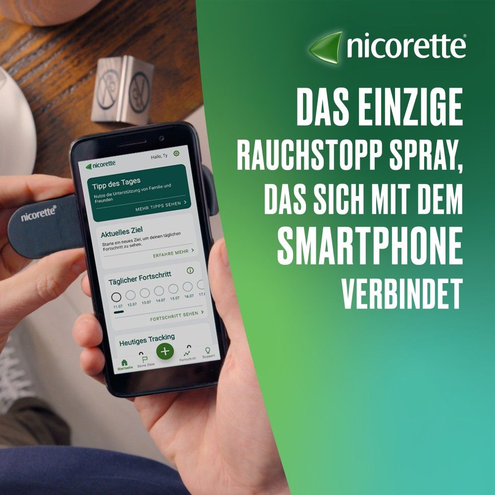 nicorette fruit & mint Spray mit Nikotin, Verbindung mit Tracking-App mögl.