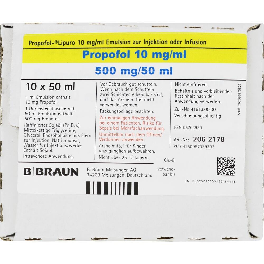 PROPOFOL Lipuro 1% 10mg/ml Emuls.z.Inj.u.Inf.Dsfl. 10X50 ml Emulsion