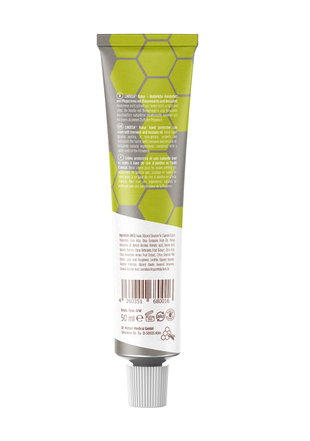 LINDESA Natur Hautschutz- und Pflegecreme mit Avocadoöl 50 ml Creme