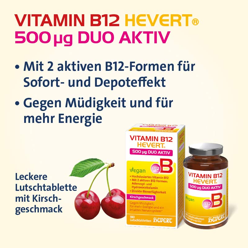 VITAMIN B12 HEVERT 500 Mikrogramm DUO AKTIV 180 St Lutschtabletten